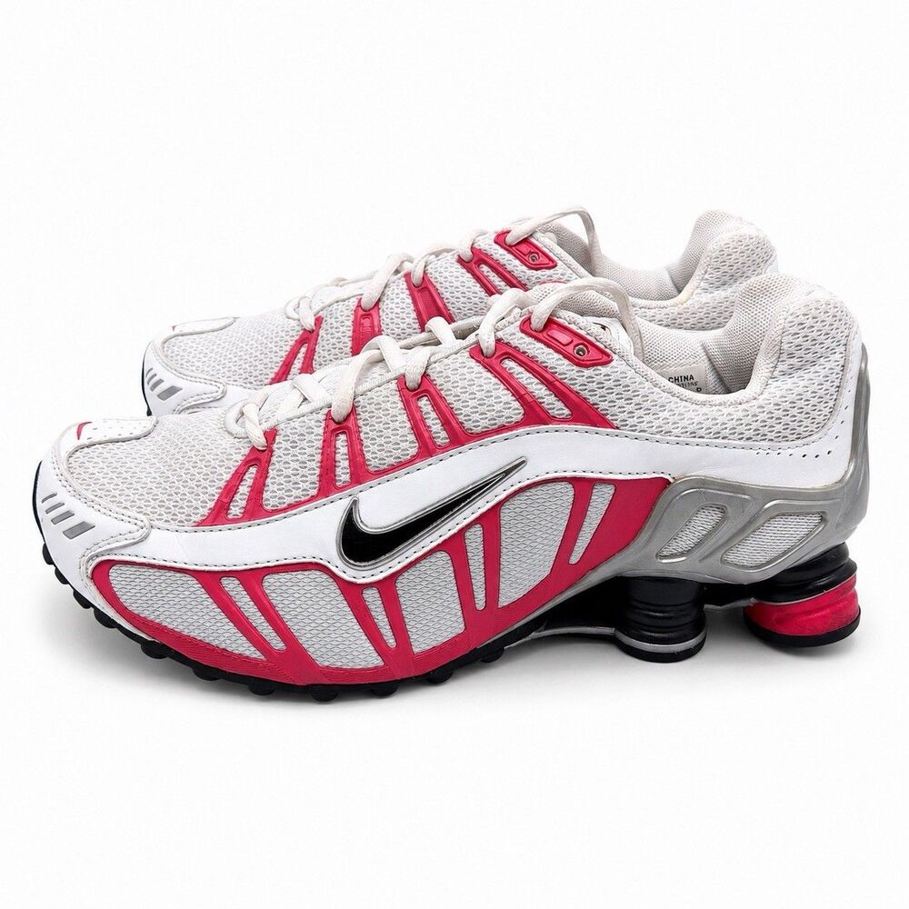 Vintage 2005 Nike Shox Women Size 8 White Pink Silver Y2K Sneakers 312627-101
